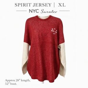 Spirit Jersey New York NYC Oversized Sweater XL NWT Unisex Heavy Knit Graphic